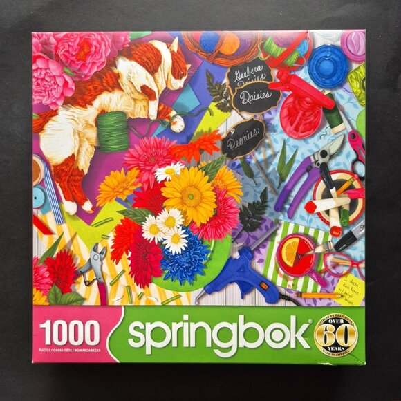 1000 Piece "Flower Shop Feline" Jigsaw Puzzle - Picture 1 of 5